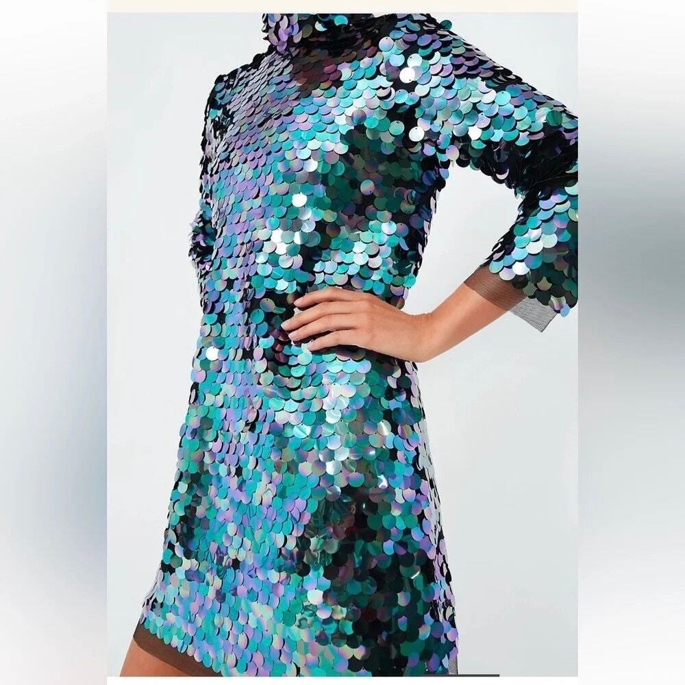 Tuckernuck Midnight Rituals Sequin Mod Ellie Mini Dress Size Large Festive Dress